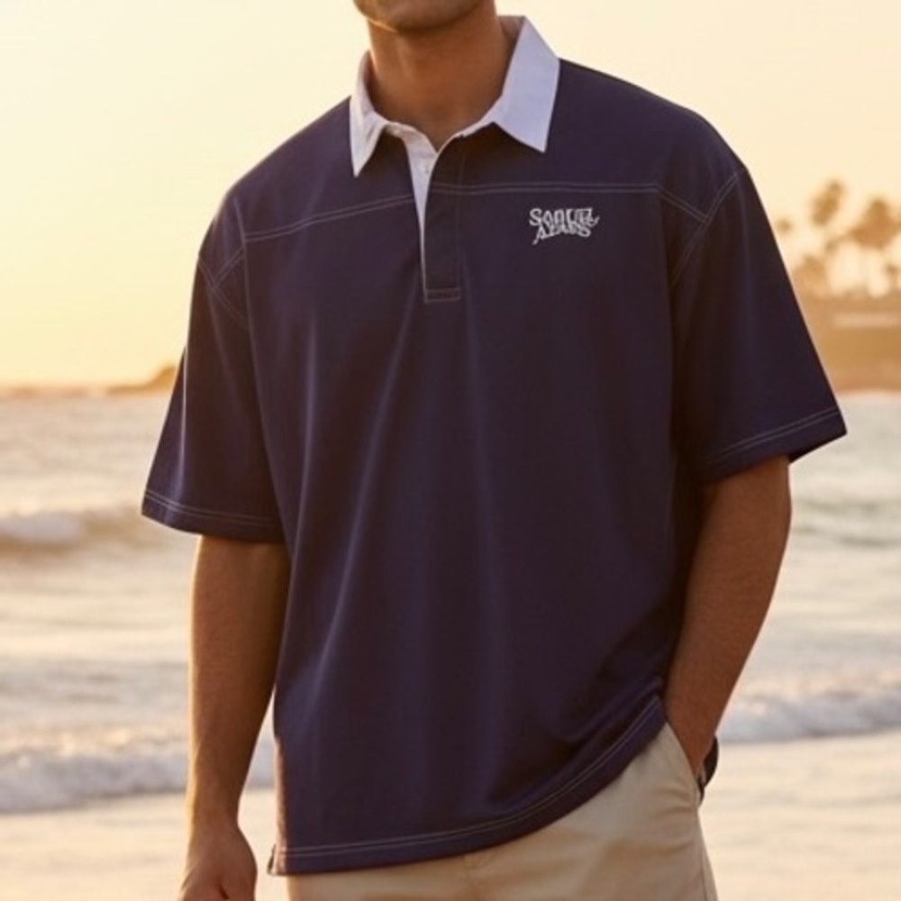 Samuel Adams Mens XL Navy Blue Short Sleeve Polo Shirt Beer Brewery